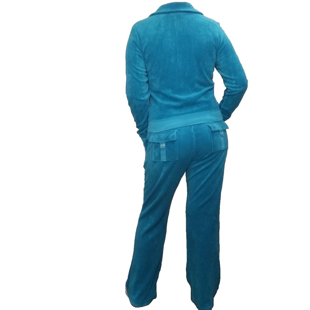 Juicy Couture TrackSuit Matching Set Blue Terry Medium XL Jacket Pants Pockets